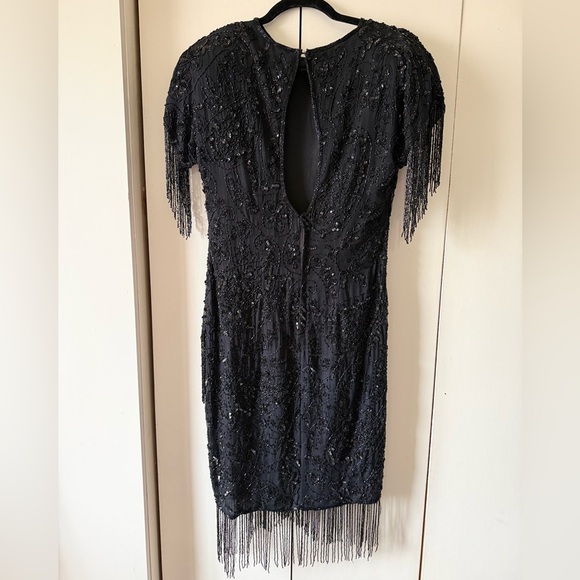 Gorgeous Vintage 70s Stenay Elegant Mini Dress w Beaded Embellishments 100% Silk - Picture 2 of 10